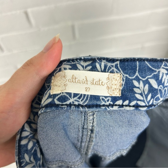 Altar’d State Blue Floral Flare Bell Bottom Jeans Size 27 - Picture 4 of 14